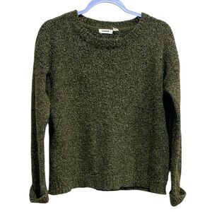 Garage Olive Green Boucle Knit Sweater – Size M Soft Textured Pullover